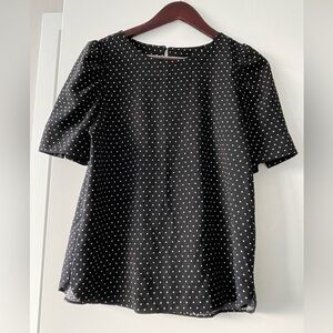 LOFT Black and White Polka Dot Blouse